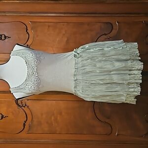 Areve Sleeveless Dress Tank Top Style Lacey Crochet Layered Pastel Size Small
